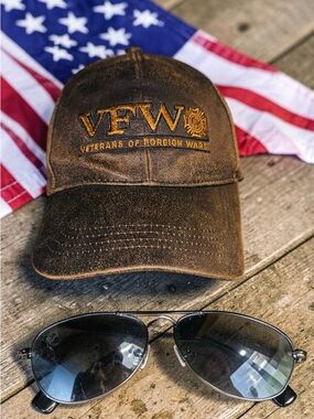 Brown VFW Adjustable Hat EUC